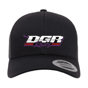 6606 Yupoong Adult Retro Trucker Cap - Black (Purple Logo)