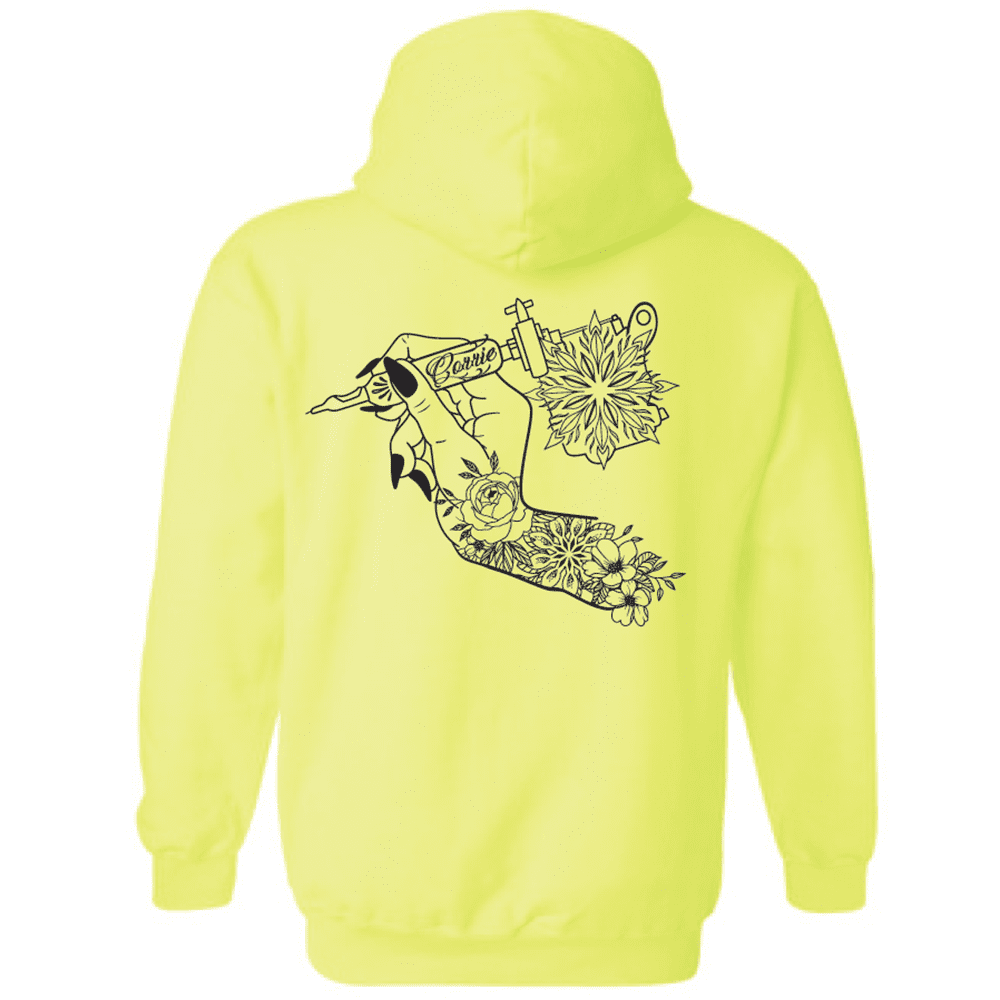 G185 Gildan Heavy Blend 8 oz., 50/50 Hooded Sweatshirt - Safety Green - Image 2